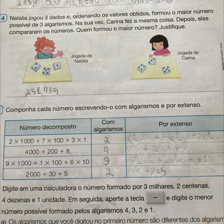 4 Natália jogou 3 dados e, ordenando os valores obtidos, fo