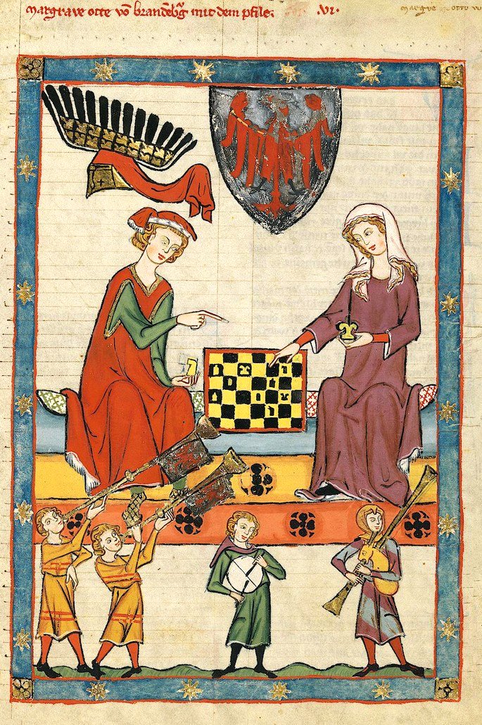Imagem de uma partida de Xadrez, datada do século XIV