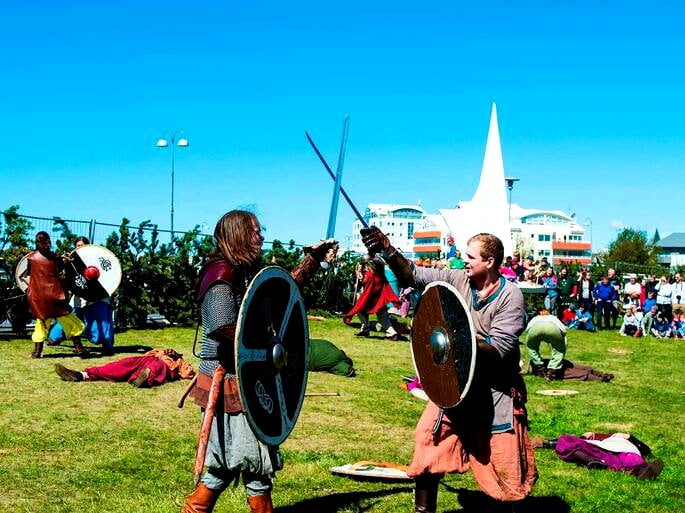 Simulação de batalha viking