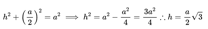 determinação da altura de um triângulo equilátero na geometria plana.