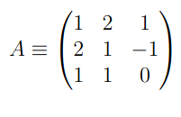 Matriz de uma transformação linear usada como exemplo em álgebra linear.