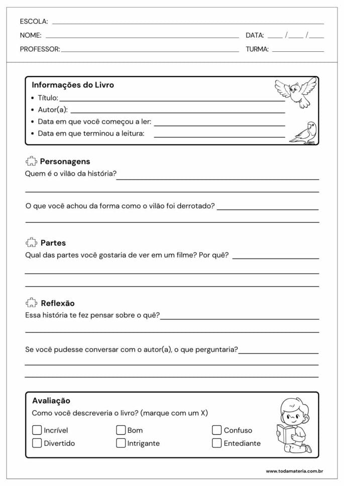 ficha de leitura 5º ano_partes e reflexão